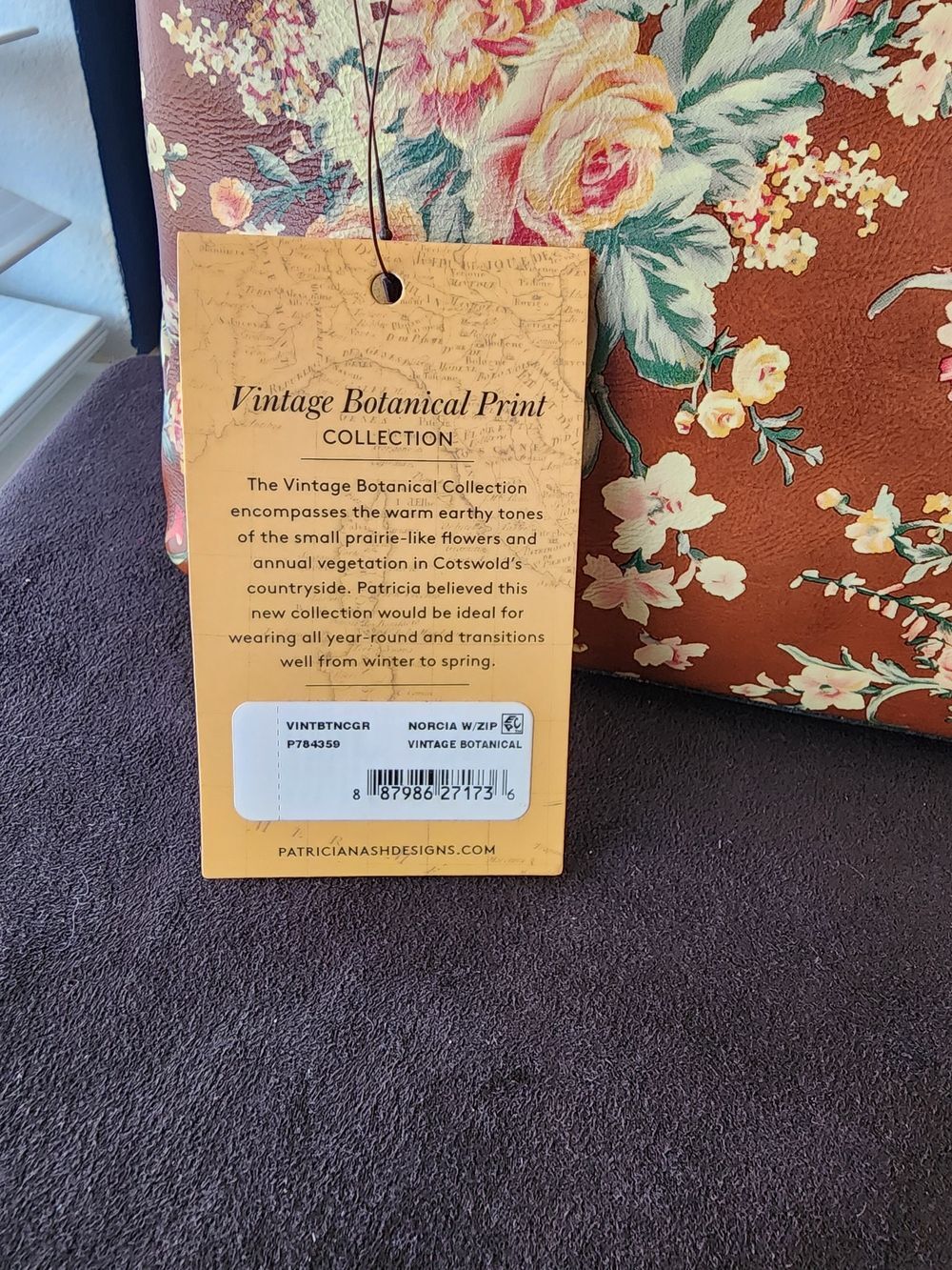 NWT Patricia Nash Norcia Satchel Vintage Botanical Leather Boho - Picture 3 of 6